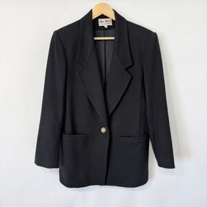 VTG John Weitz Wool Cashmere Blazer Womens 10 Black Quiet Luxury Power Suiting